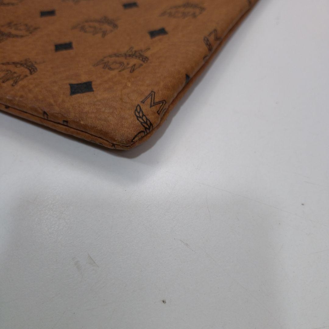 MCM Vintage Clutch Bag Pouch, Leather, 11.6×7.9 inches Used