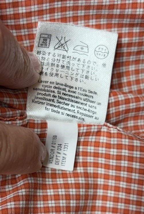 Eddie Bauer Red Orange Gingham Button Down Shirt Long Sleeve Men’s Large