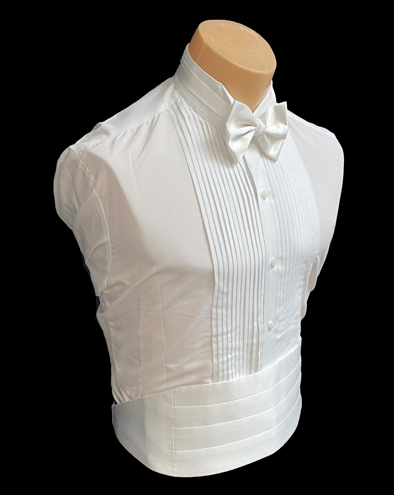Men’s Vintage Retro White Satin Cummerbund & Bow Tie Set Adjustable 30-50″ Waist