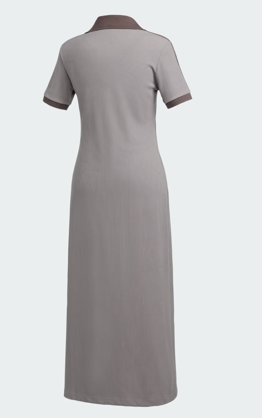 adidas Originals Polo Dress Long Women’s Lifestyle Casual Grey AsiaFit KY5699