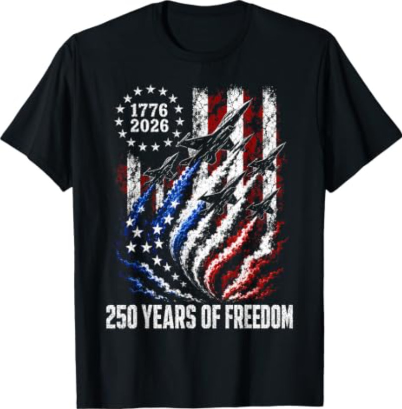 250th Anniversary America Jet Flag 250 Years 4th of July T-Shirt