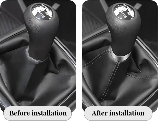 Gear Shift Boot Cover, Universal Leather Gear Lever Gaiter Protec Color: Black