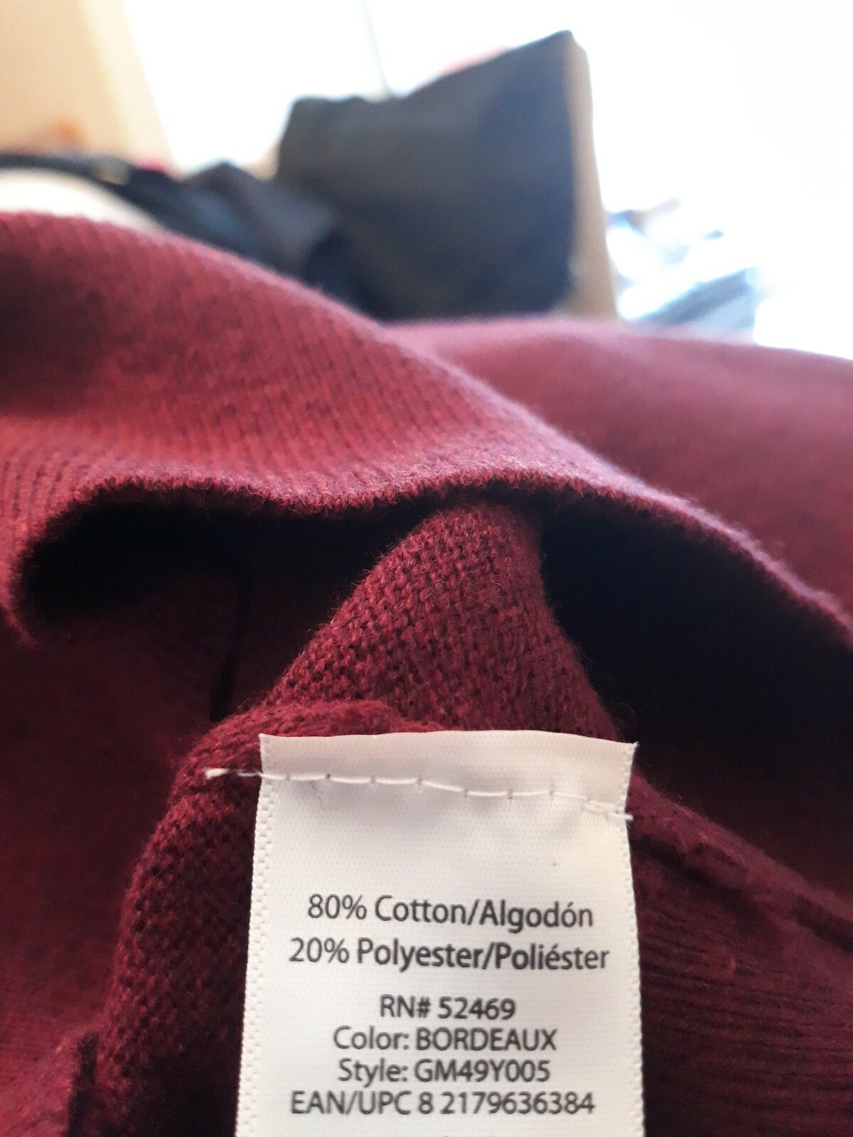George Men’s Burgundy V- Neck Long Sleeve Pullover Sweater Top Sizes Varies