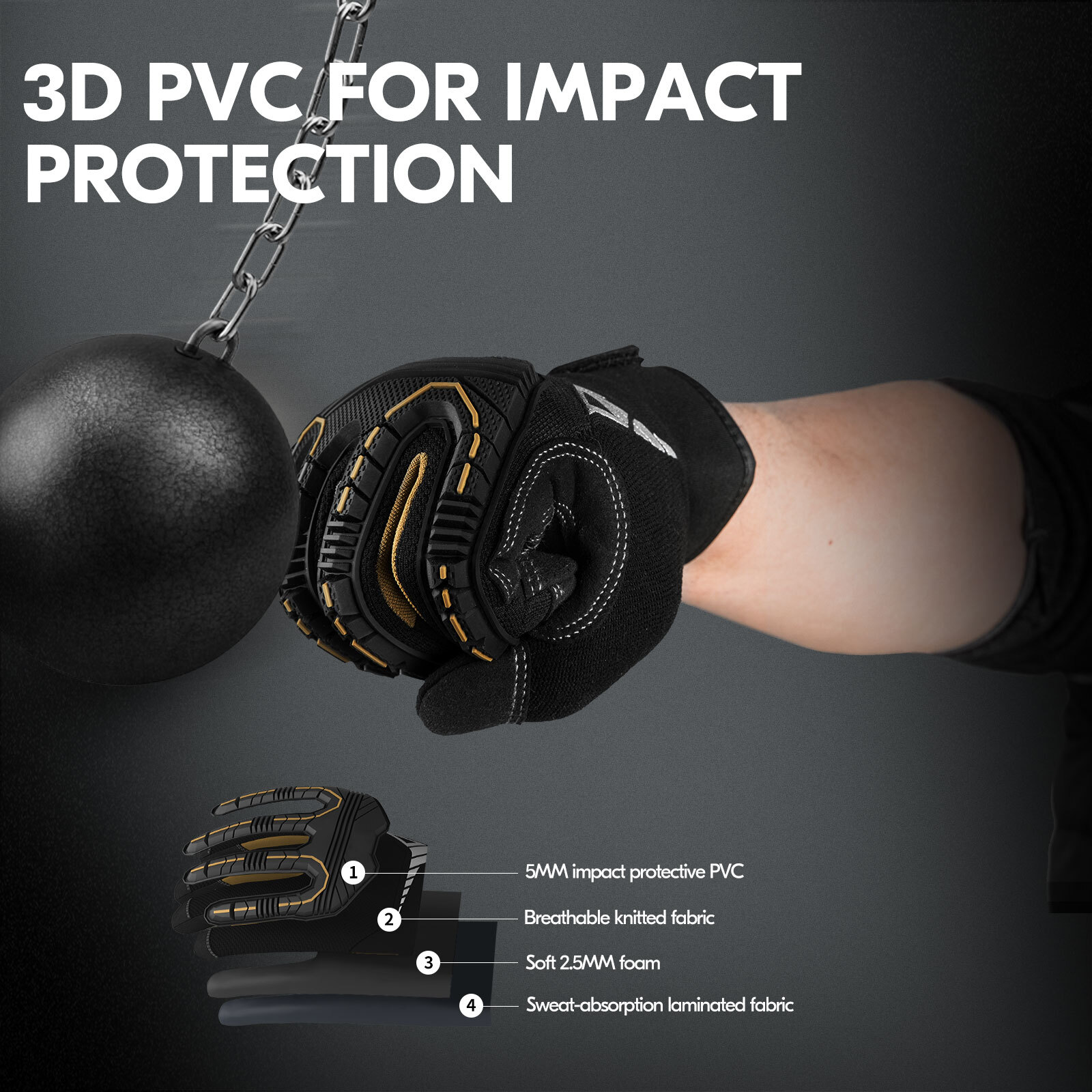 Vgo 1 Pair 32°F Waterproof Heavy-Duty Winter Mechanic Glove w/3M liner(SL8849FW)