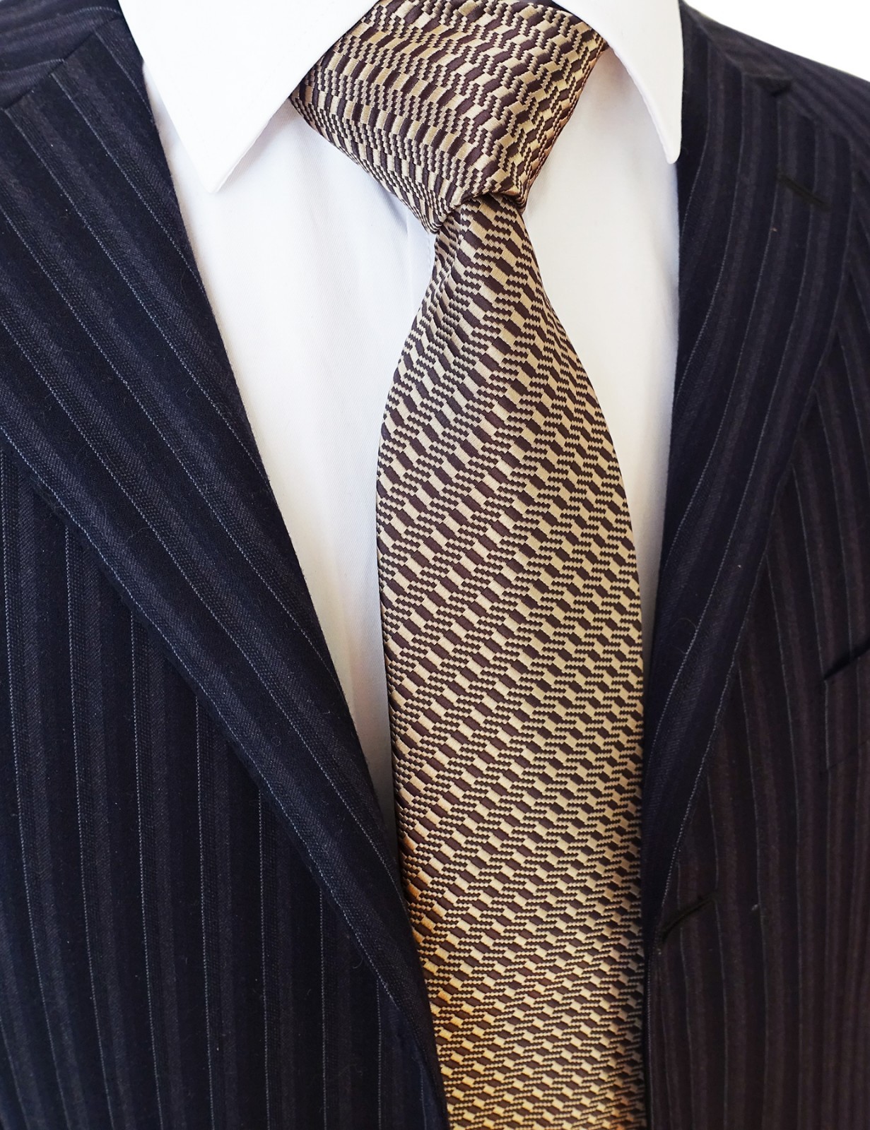 Extra Long Mens 63″ Tie Woven Jacquard Coffee/Brown XL Necktie 160cm 2PCS Pack