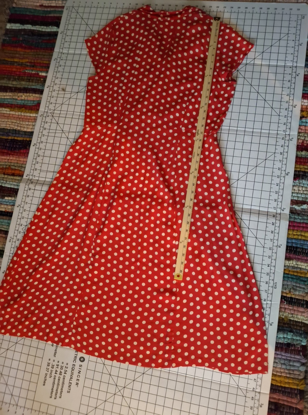 Vintage April Cornell 40s Style Red White Polkadot Dress Fit &Flare XL