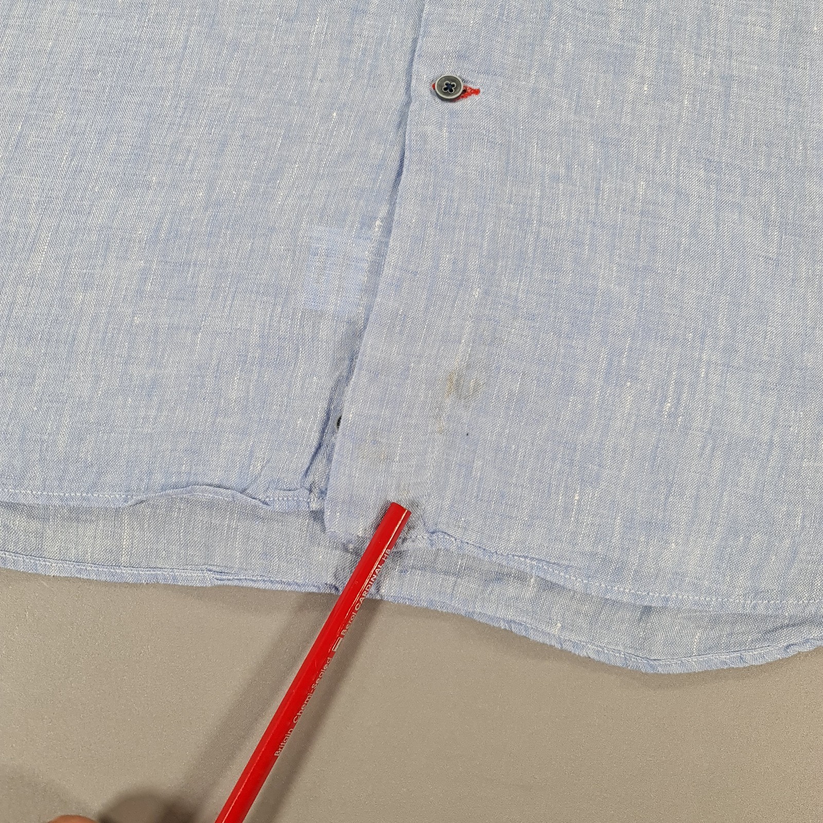 No Brand Mens Shirt Blue 16.5 Slim Fit 100% Linen Button Up Summer Holiday