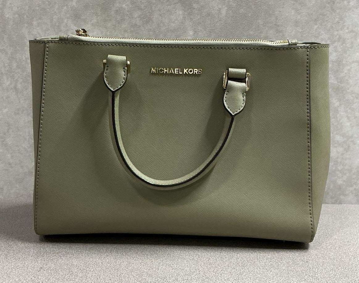 Michael Kors Sage Green Saffiano Leather Savannah Satchel Bag No Strap