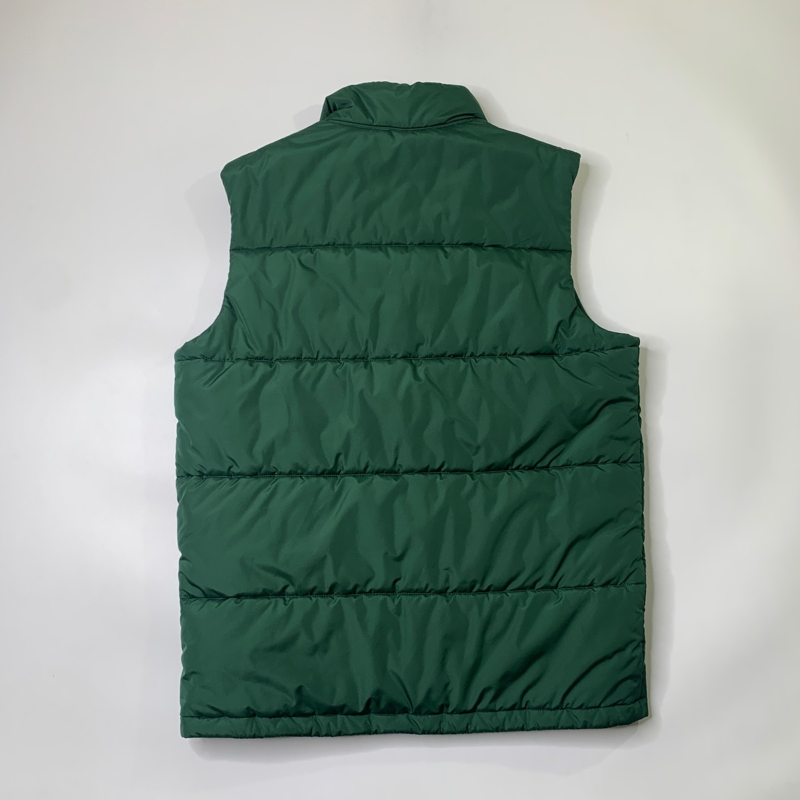 Lands End Vest Mens Medium Pesto Green Insulated Quilted Sleeveless Snap Button