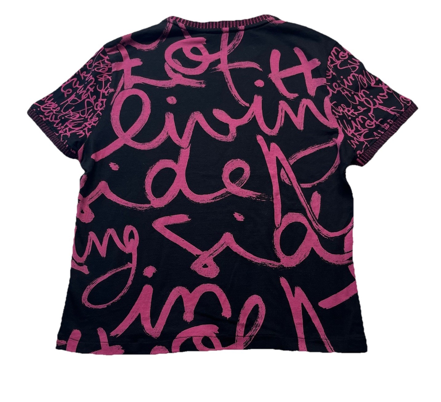 Desigual Shirt Womens M Contrasting Message Tee Wearable Art Graffiti Punk Rock
