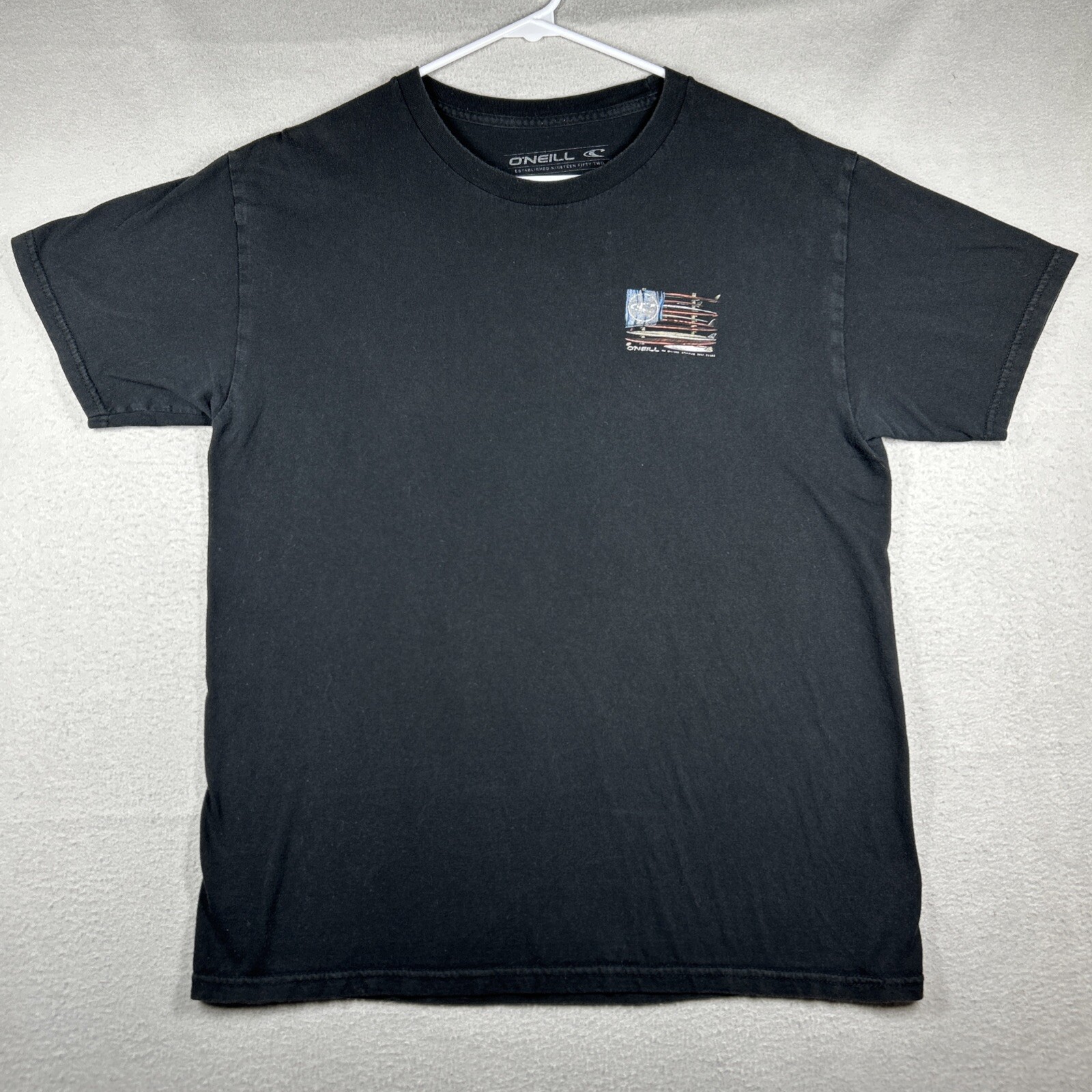 Oneil American Flag T-Shirt Tee Mens M Cotton Black (Check Description)