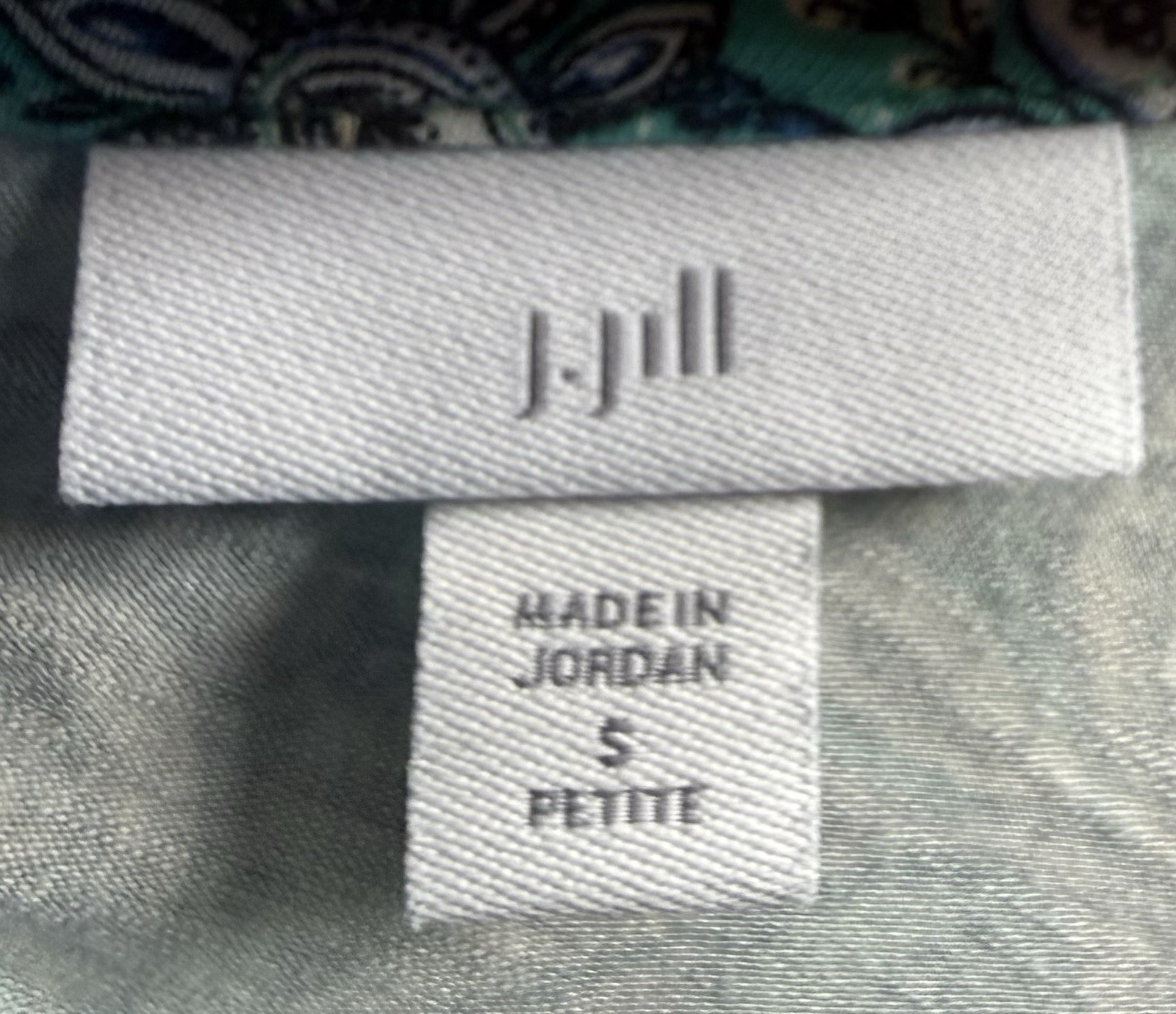 J. Jill Women’s Teal Paisley Shift Maxi Dress Scoop Neck Cap Sleeve S Petite