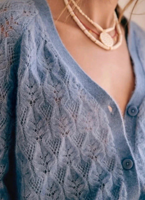 Sezane Marlow Blue Cardigan Sweater Size S EU 36 US 4