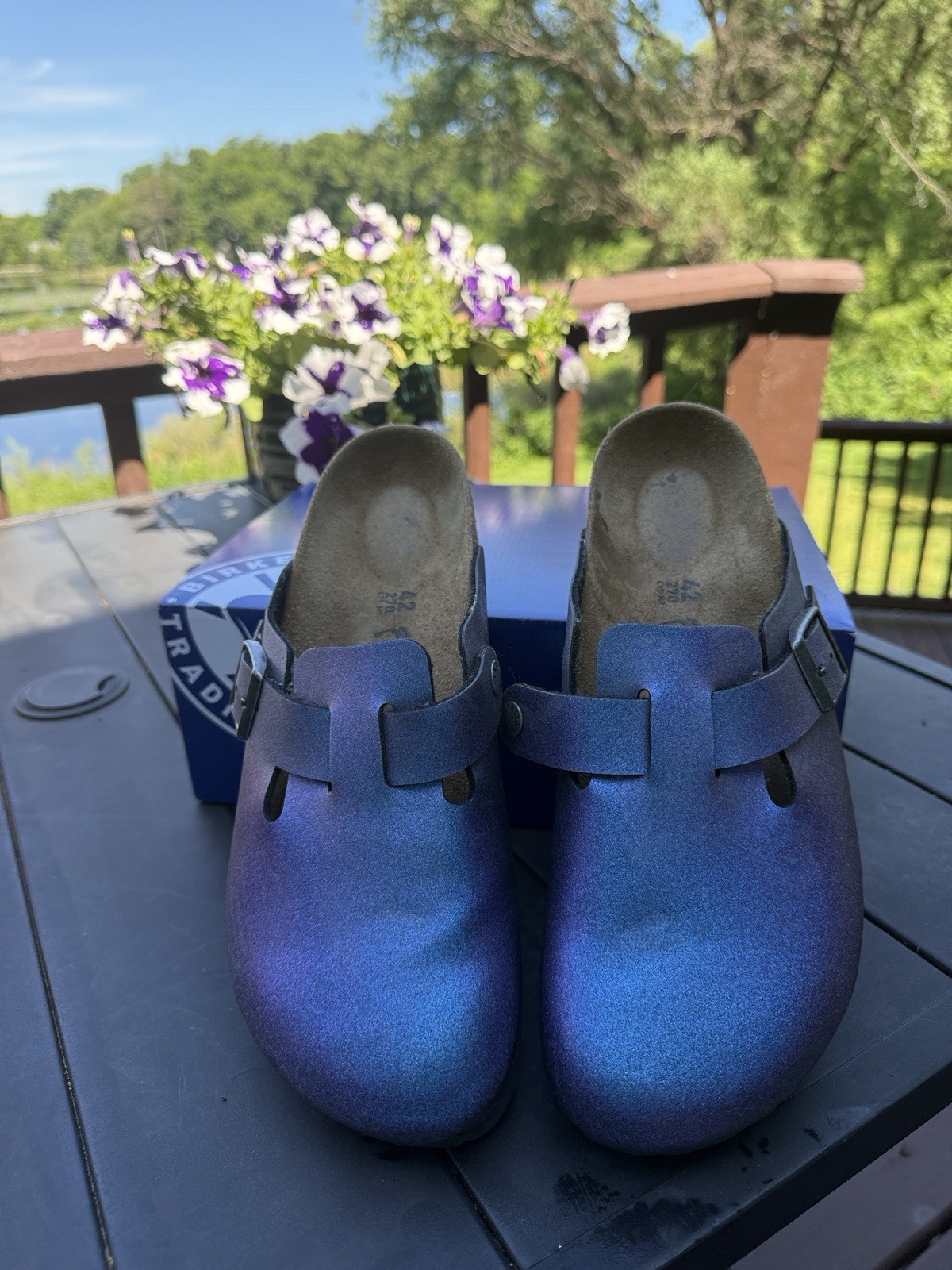 Birkenstock Boston Metallic Purple Iridescent Closes Size 42 11 N