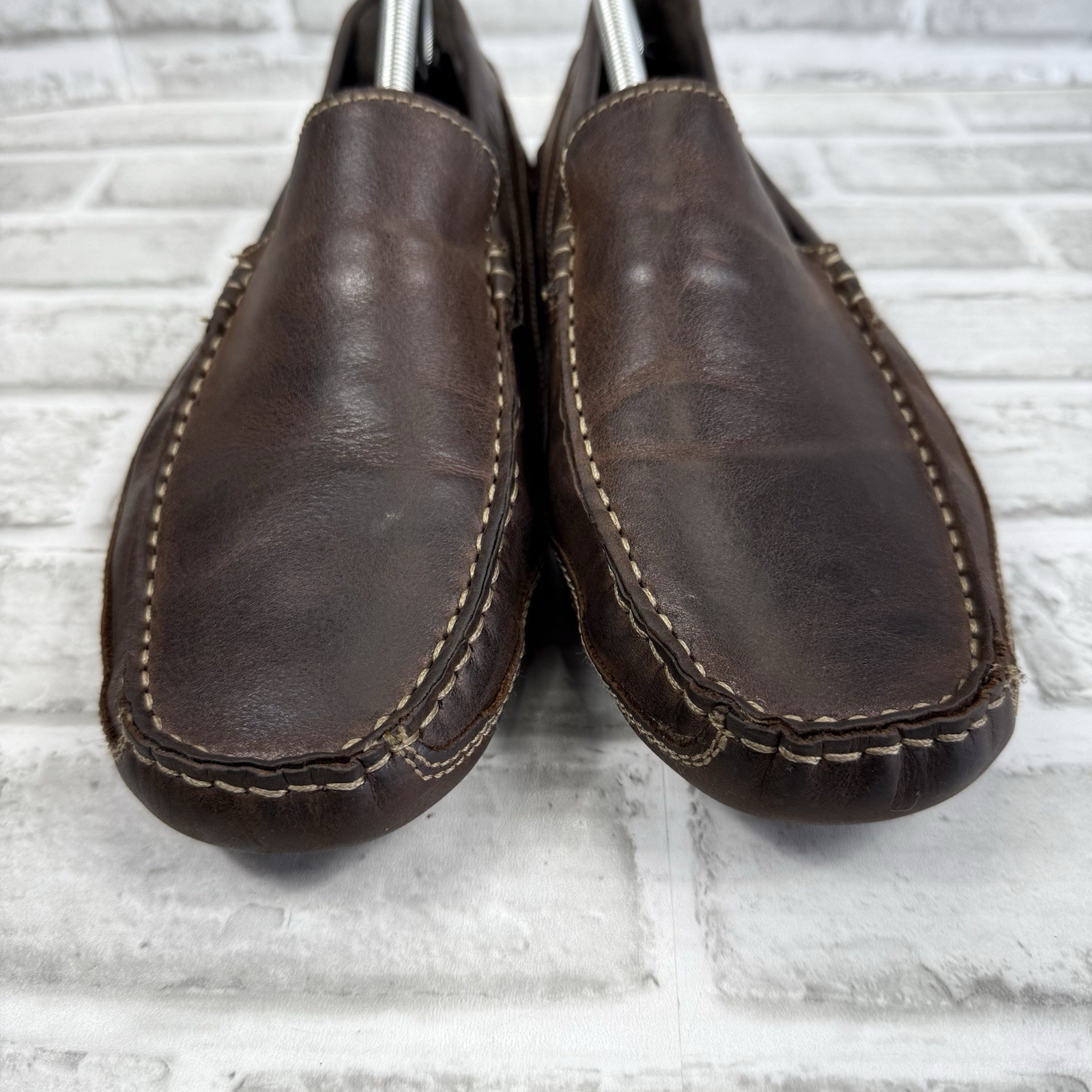 JF J Ferrar Men’s Size 11 Brown Leather Slip On Moc Driving Loafer Shoes
