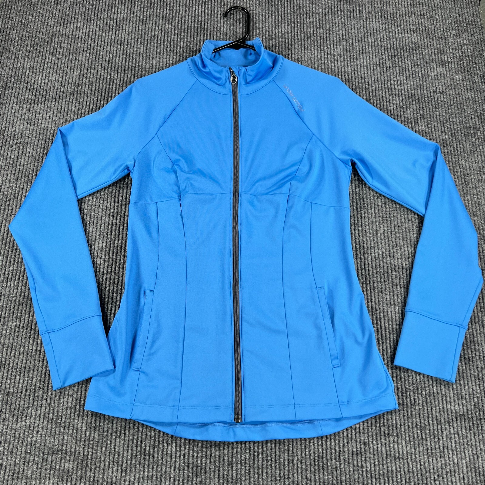 Under Armour Shirt Womens Medium Blue Long Sleeve Full Zip Mock Neck All Seasons