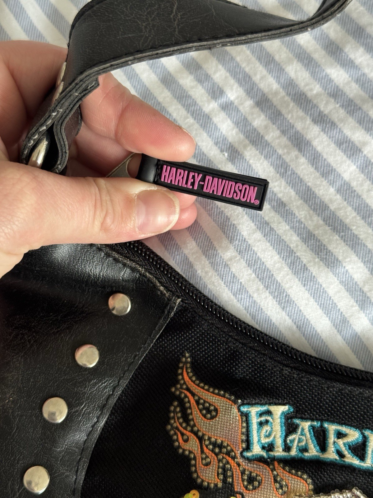 Vintage Y2K Harley Davidson Studded Crescent Bag Purse Style 84415 Rare