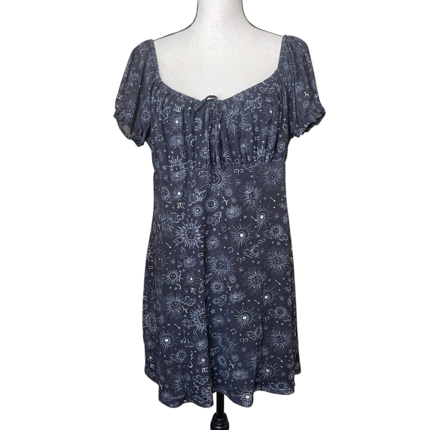 Hot Topic Daisy Street Black Celestial Icon Aline Dress XL Babydoll Whimsigoth