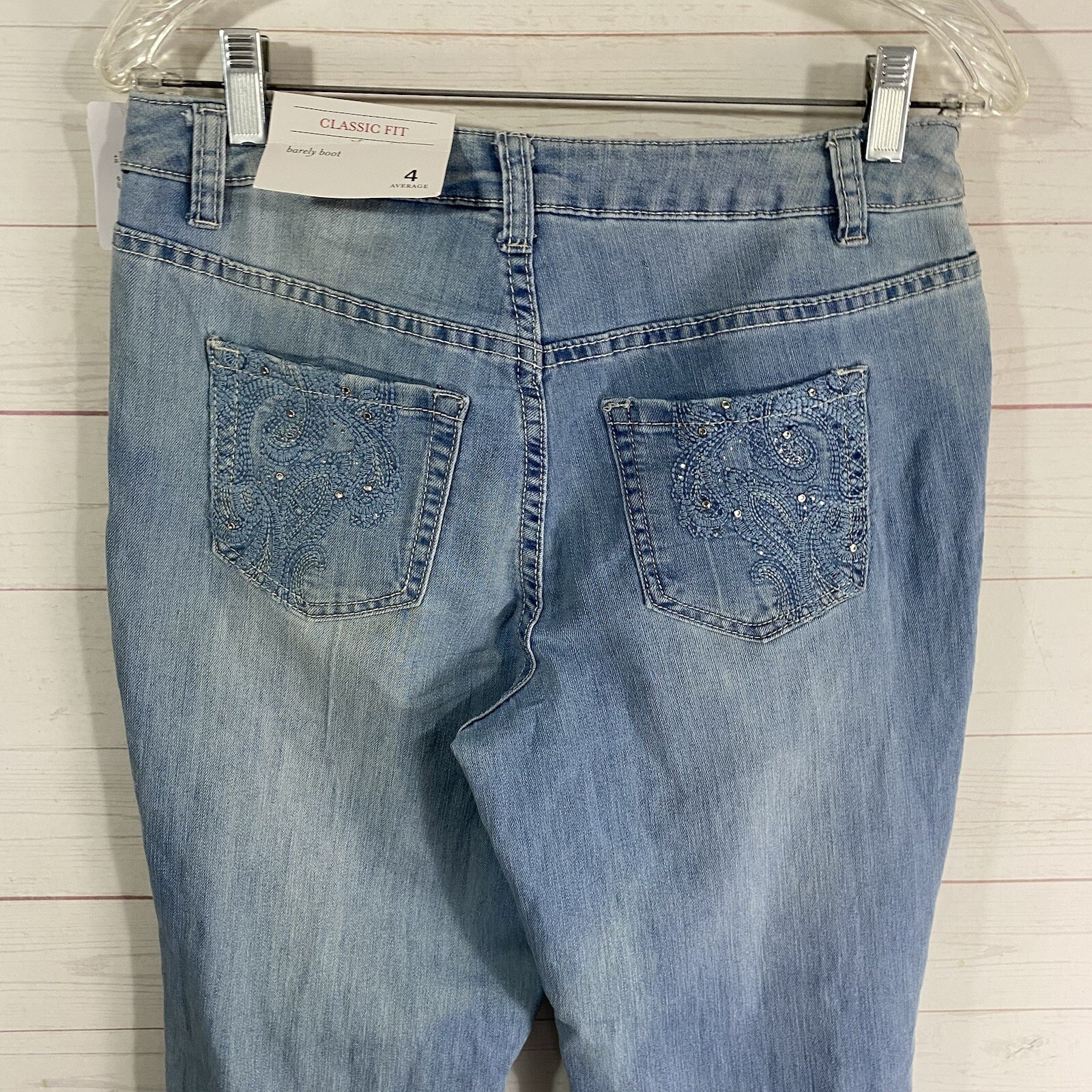 Christopher & Banks Womens Classic Fit Barely Boot Sz 4 Blue Stretch 29×30.5 New