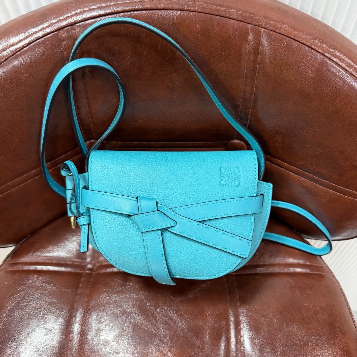 Loewe Pre-Owned Authentic Saddle Bag Blue Free Tracked Shipping