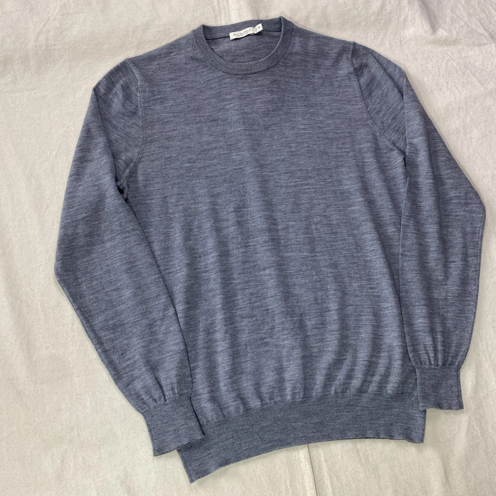 Suitsupply Merino Wool Sweater Mens SMALL Gray Crew Neck Long Sleeve Knit