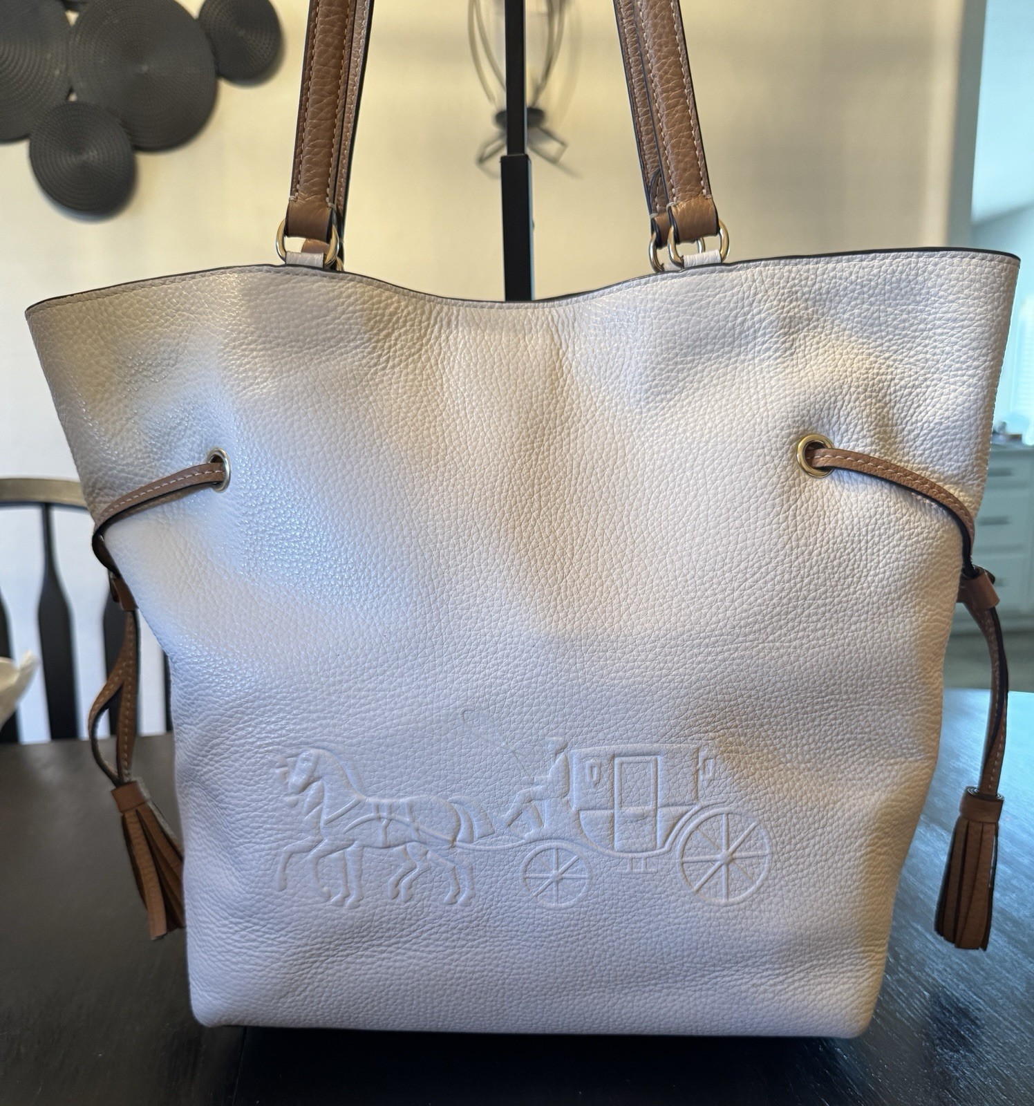 Coach Andy Tote Bag With Embossed Horse And Carriage Logo