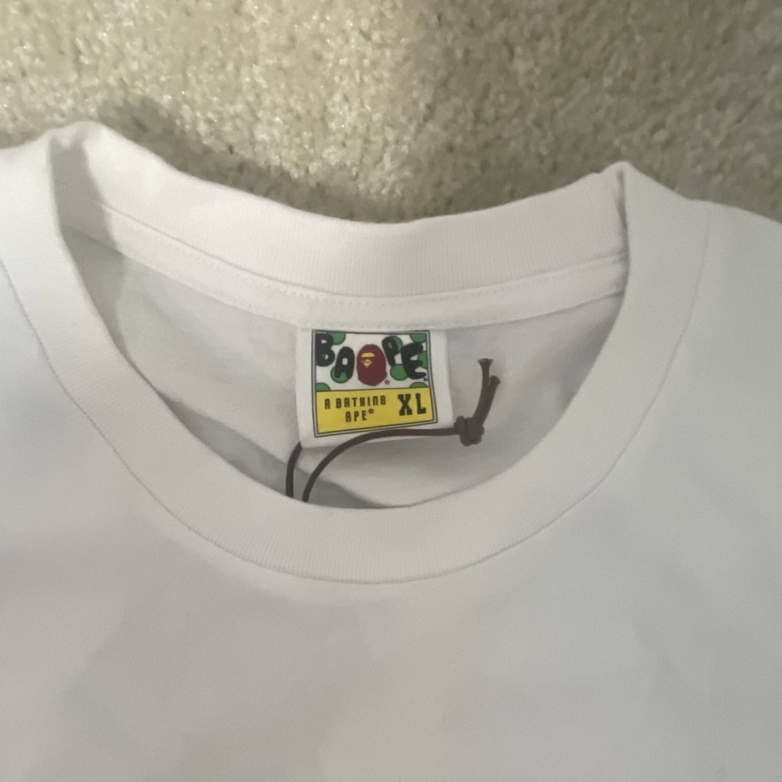 A Bathing Ape Men’s White Double-Sided Graphic Print Logo Crew Neck T-Shirt XL
