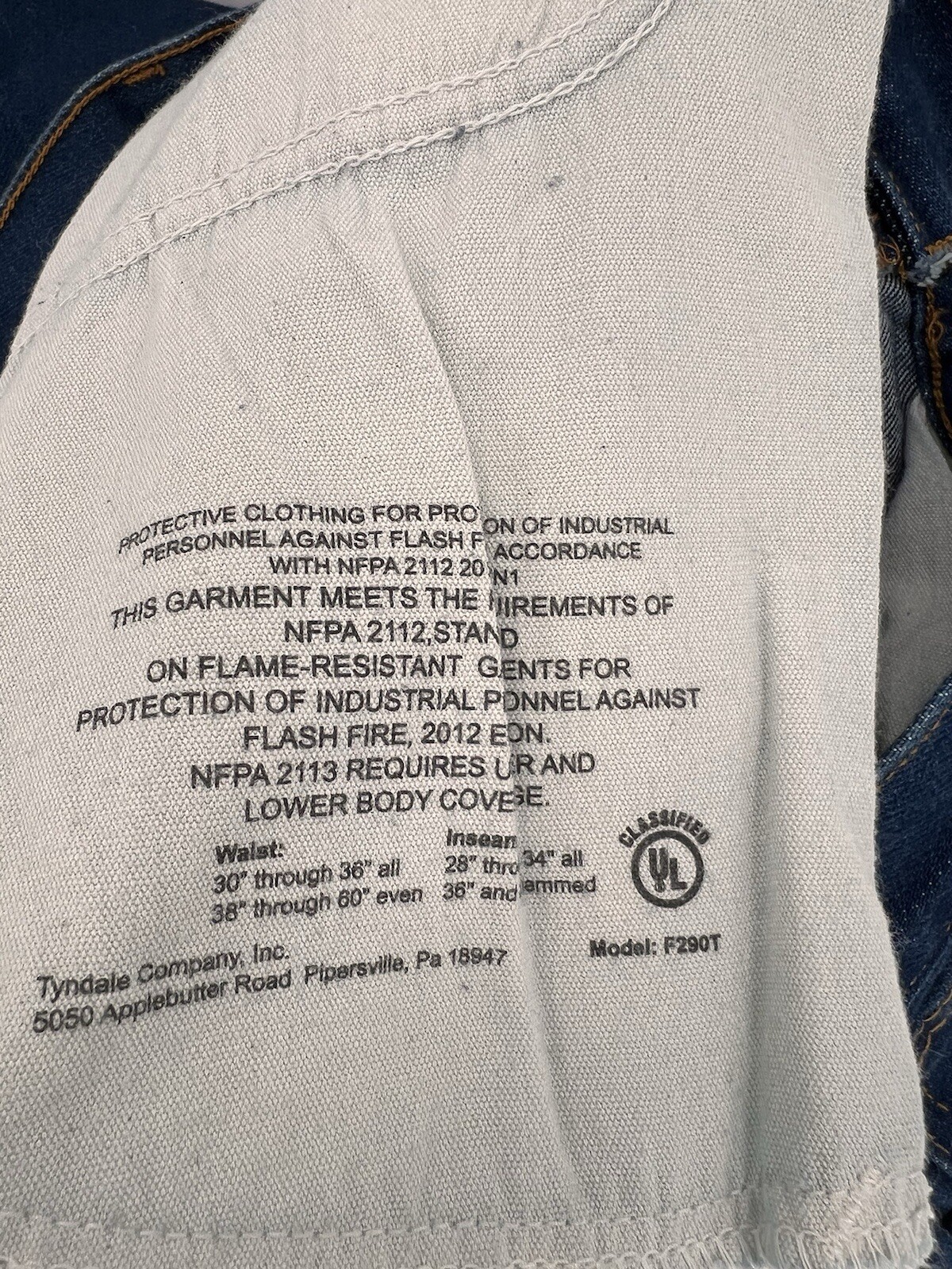 Tyndale FRMC Jeans Flame Resistant Pants F290T Blue Relaxed Carpenter 36×32