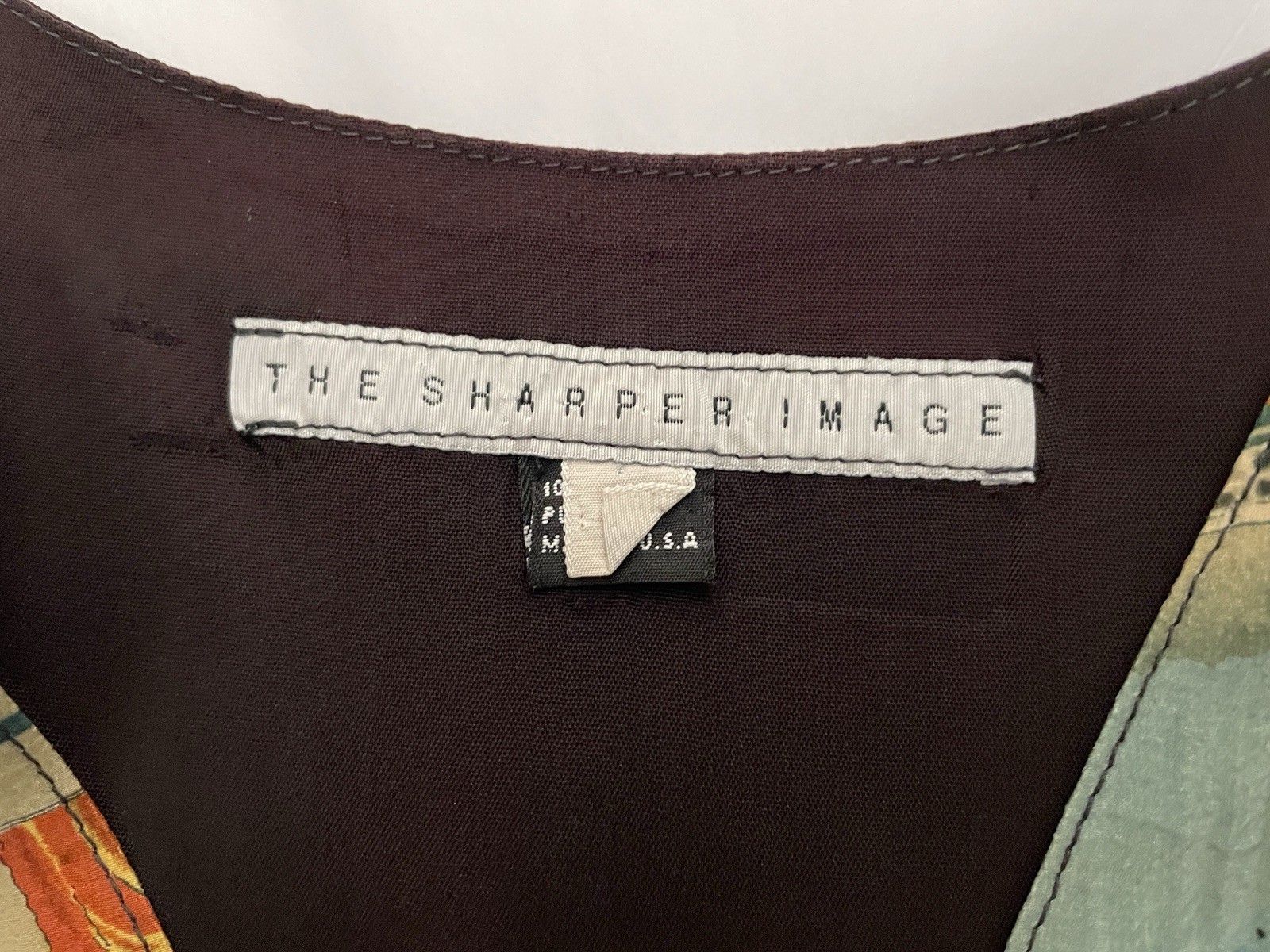 SHARPER IMAGE Vintage SILK VEST MODERN MECHANICS Magazine Novelty Print Size L