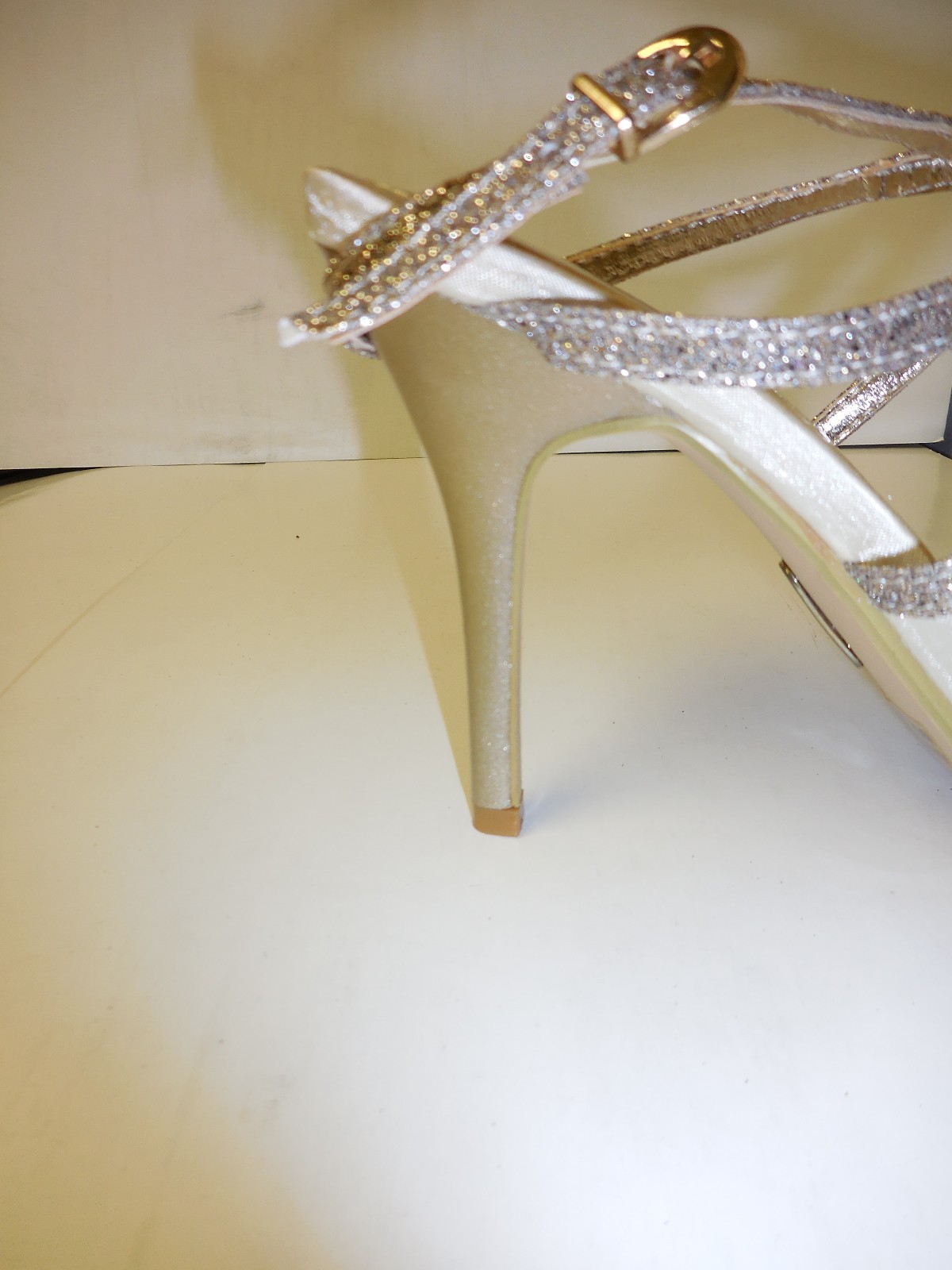 Women’s Champagne Glitter Criss Cross High Heel Party Shoes Sizes: 5 1/2 – 10