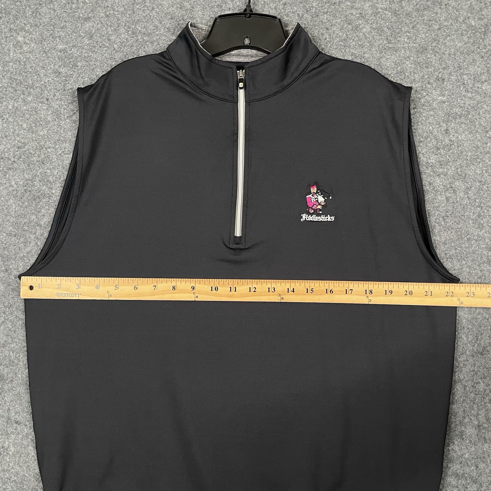 FootJoy 1/4 Zip Vest Mens M Black Fiddlesticks Golf Performance Strecth