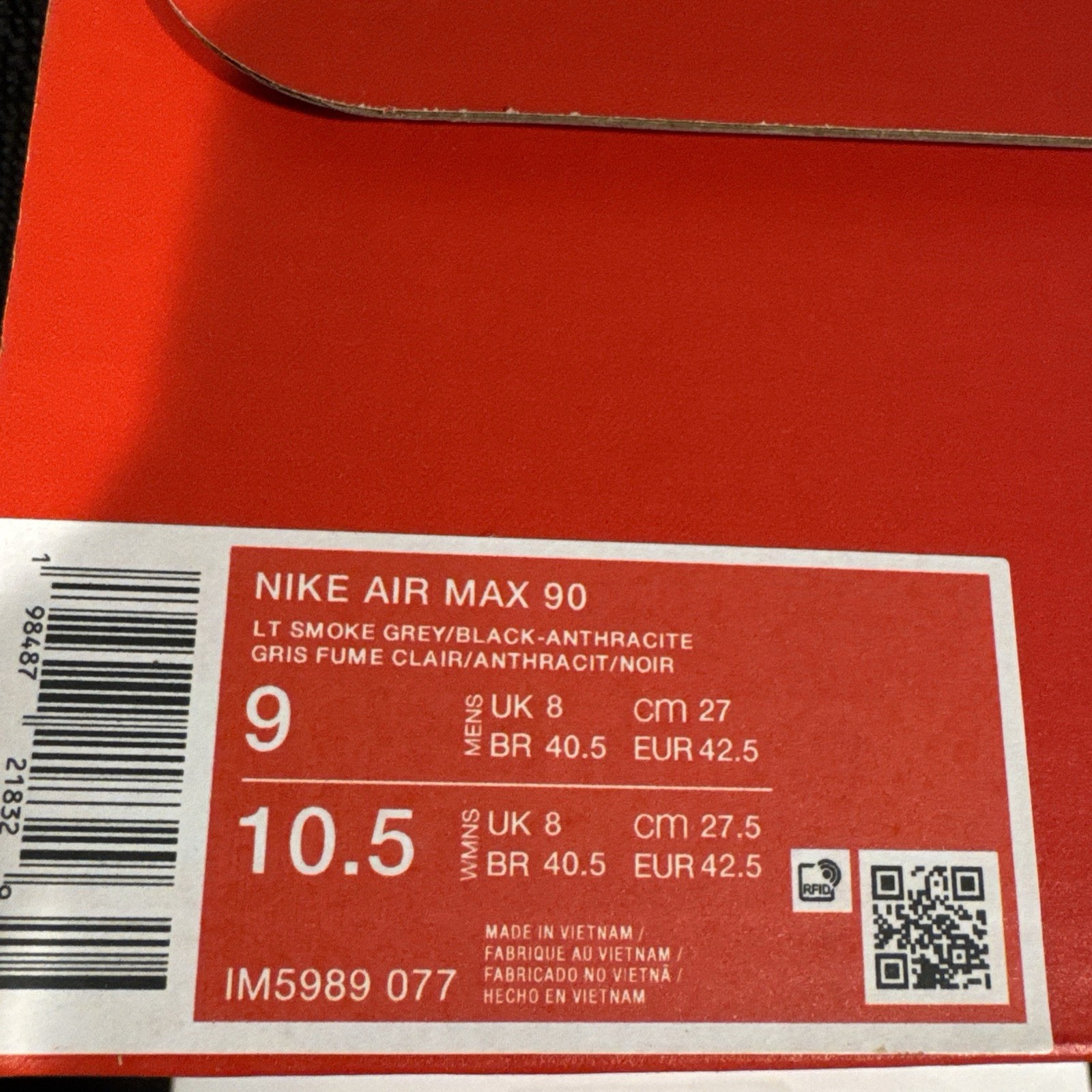 Nike Air Max 90 Men’s Size 9-*Right Shoe Only* LT Smoke Grey/Black-Anthracite