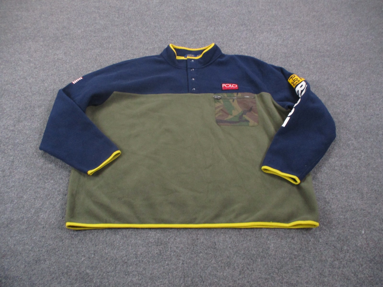 Polo Ralph Lauren Jacket Men 3XB Flag Fleece Camo Pony Logo Pullover RLPC67