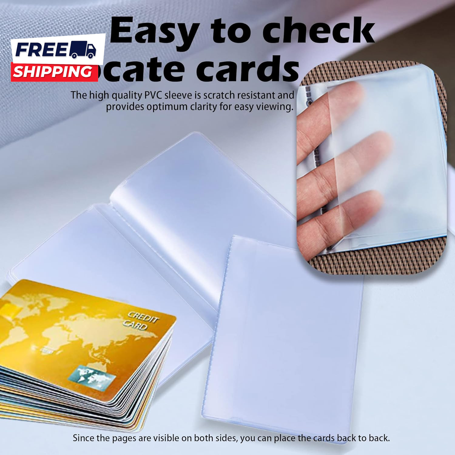 Plastic Wallet Insert Credit Card Holder Transparent (10 Page 20 Slots 2 Pack)