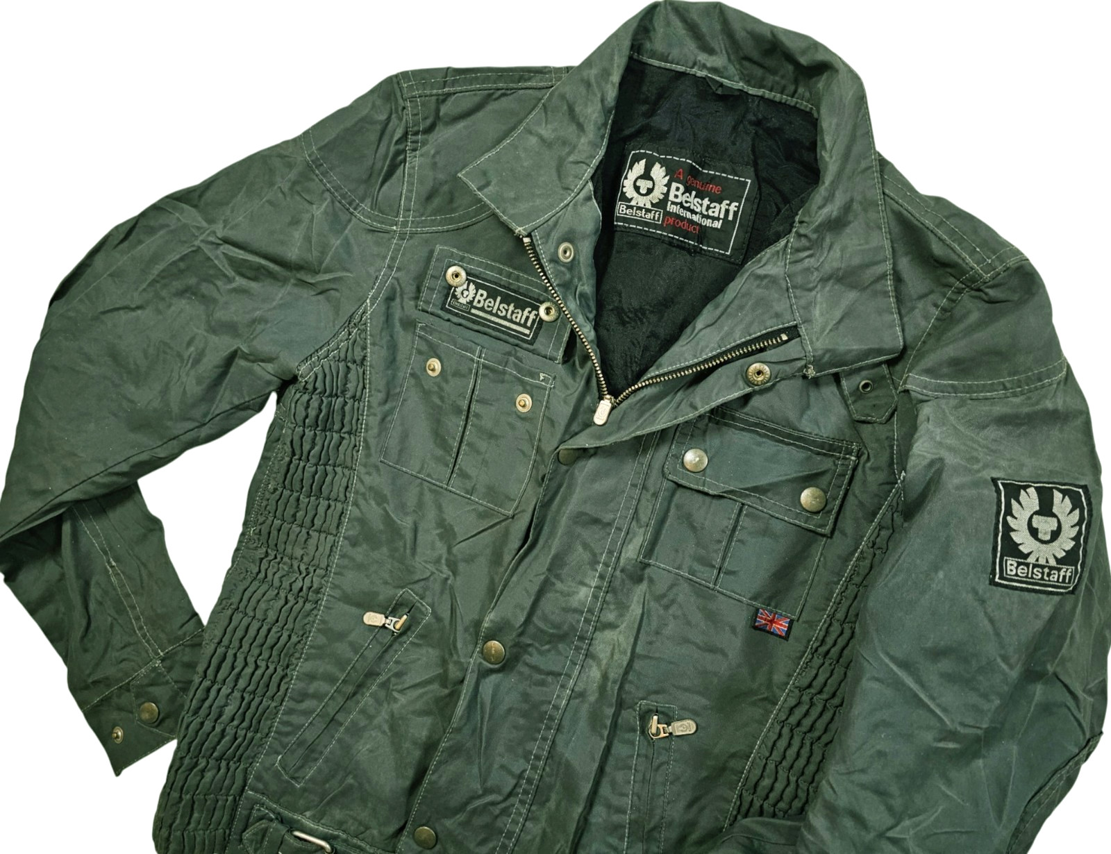 *HOT VINTAGE ITALY UNISEX BELSTAFF @ GANGSTER Slim CAFE BIKER Zip GRAY Jacket XS