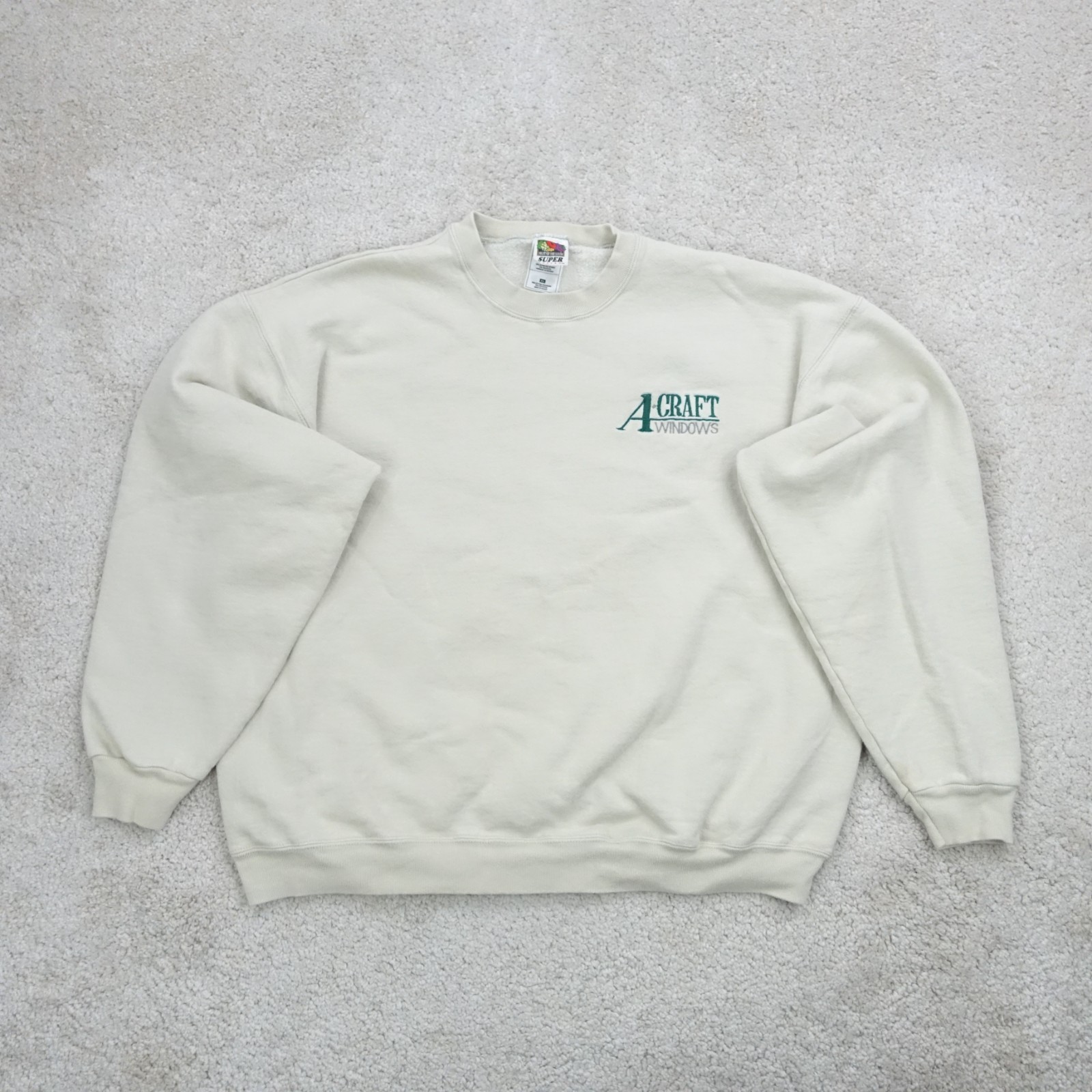 Fruit Of The Loom Sweatshirt Mens Extra Large Beige A Craft Windows USA 90s Logo