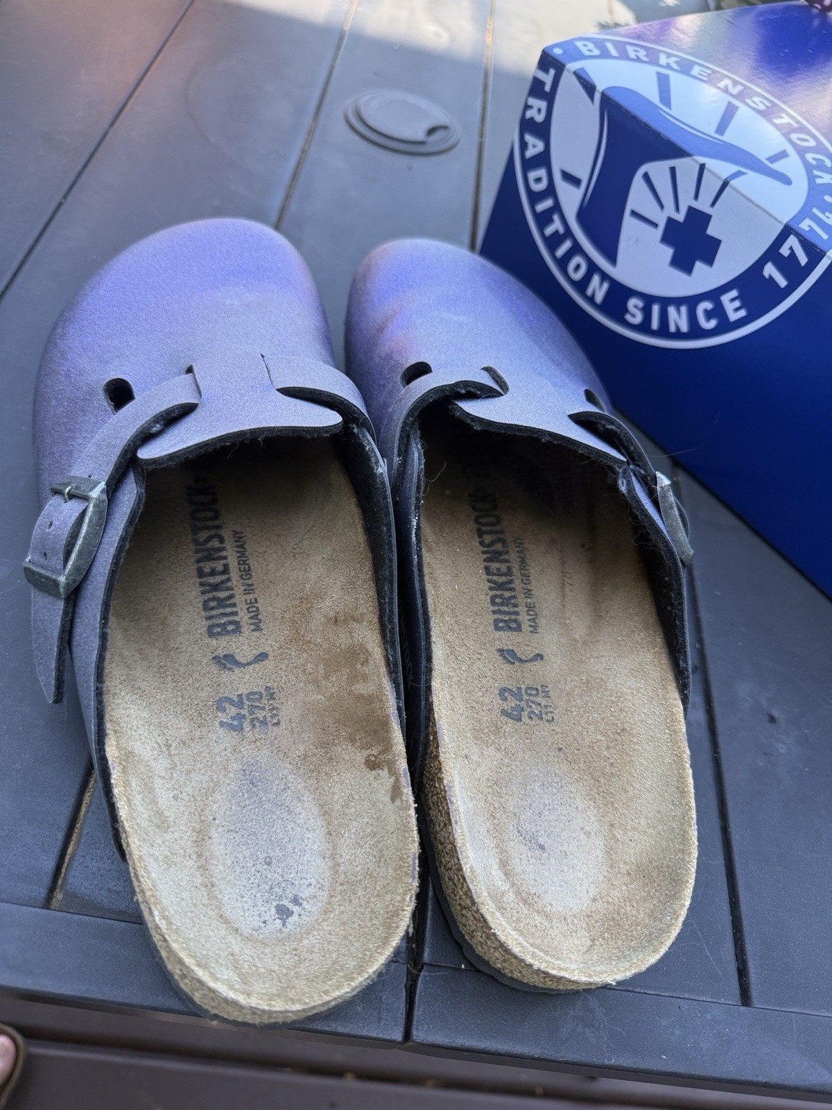 Birkenstock Boston Metallic Purple Iridescent Closes Size 42 11 N