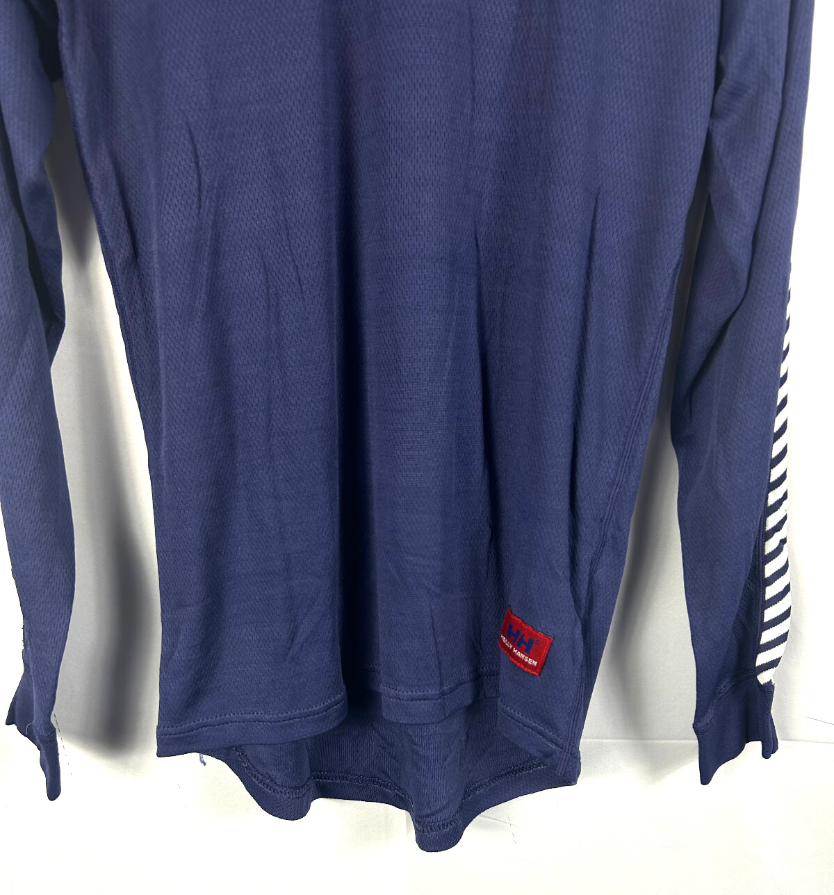 Helly Hansen Base Layer Top T Shirt Womens Medium Navy White Long Sleeve Knit