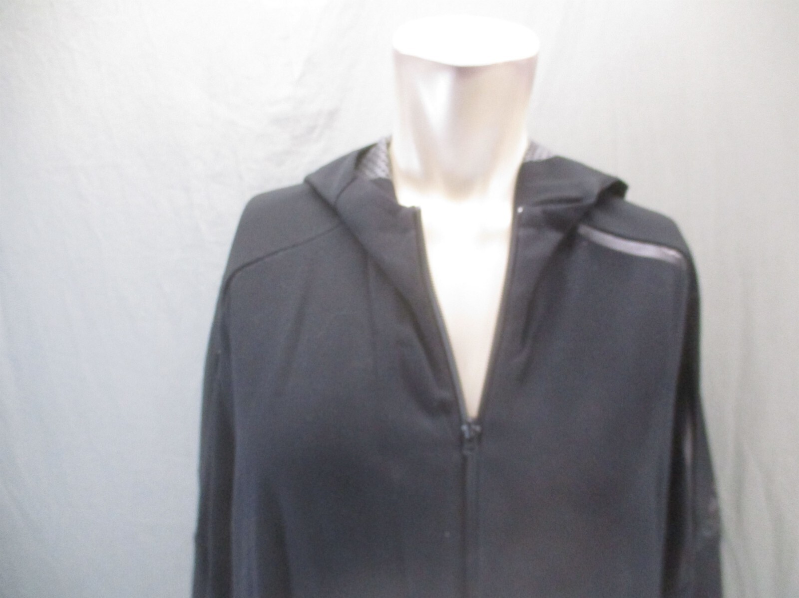 Adidas Size L Men Black Athletic Breathable Full Zip Training Running Hoodie 558