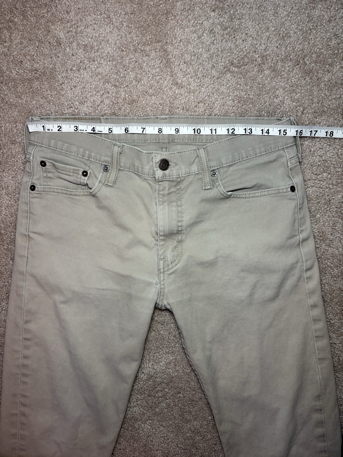 Levi’s 513 Slim Straight Jeans Men’s 31×32 Distressed Khaki Beige