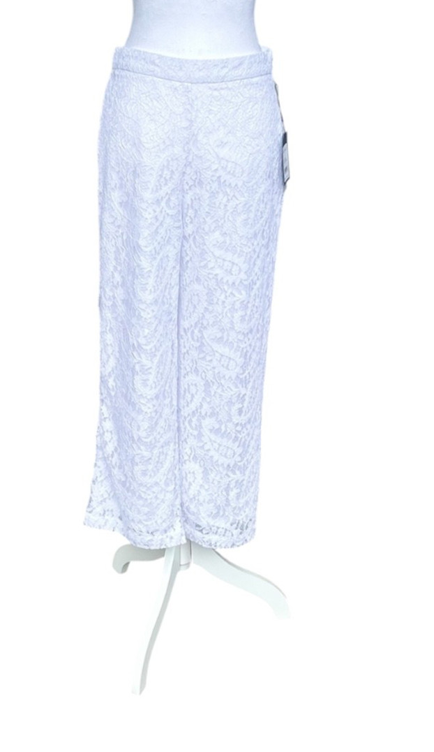 Nicole Miller Brilliant White Lace Floral Pants- Size 8