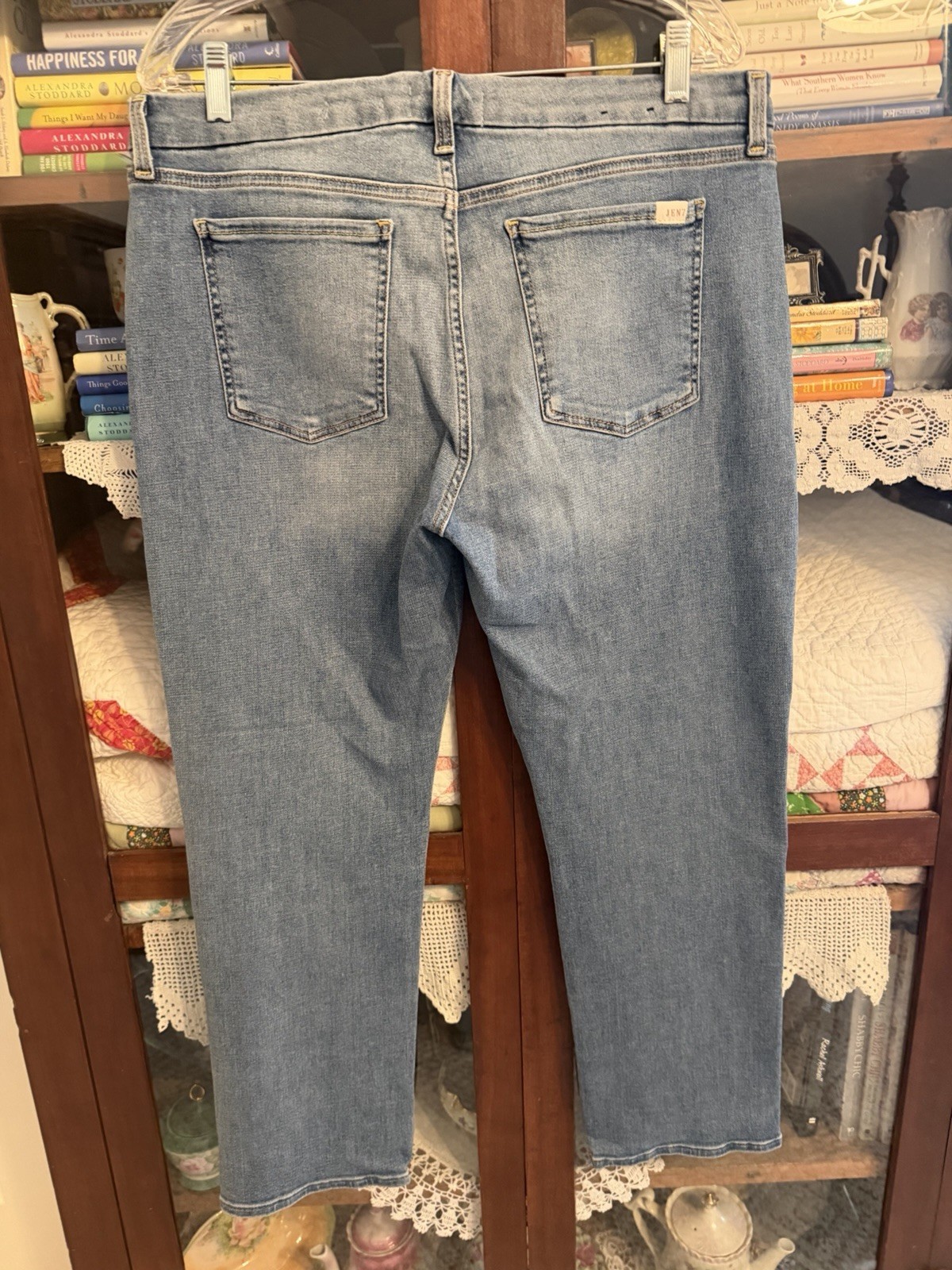 Jen 7 by 7 For All Mankind Ankle Straight Jeans w Reptile Print Trim Sz 14 NWT
