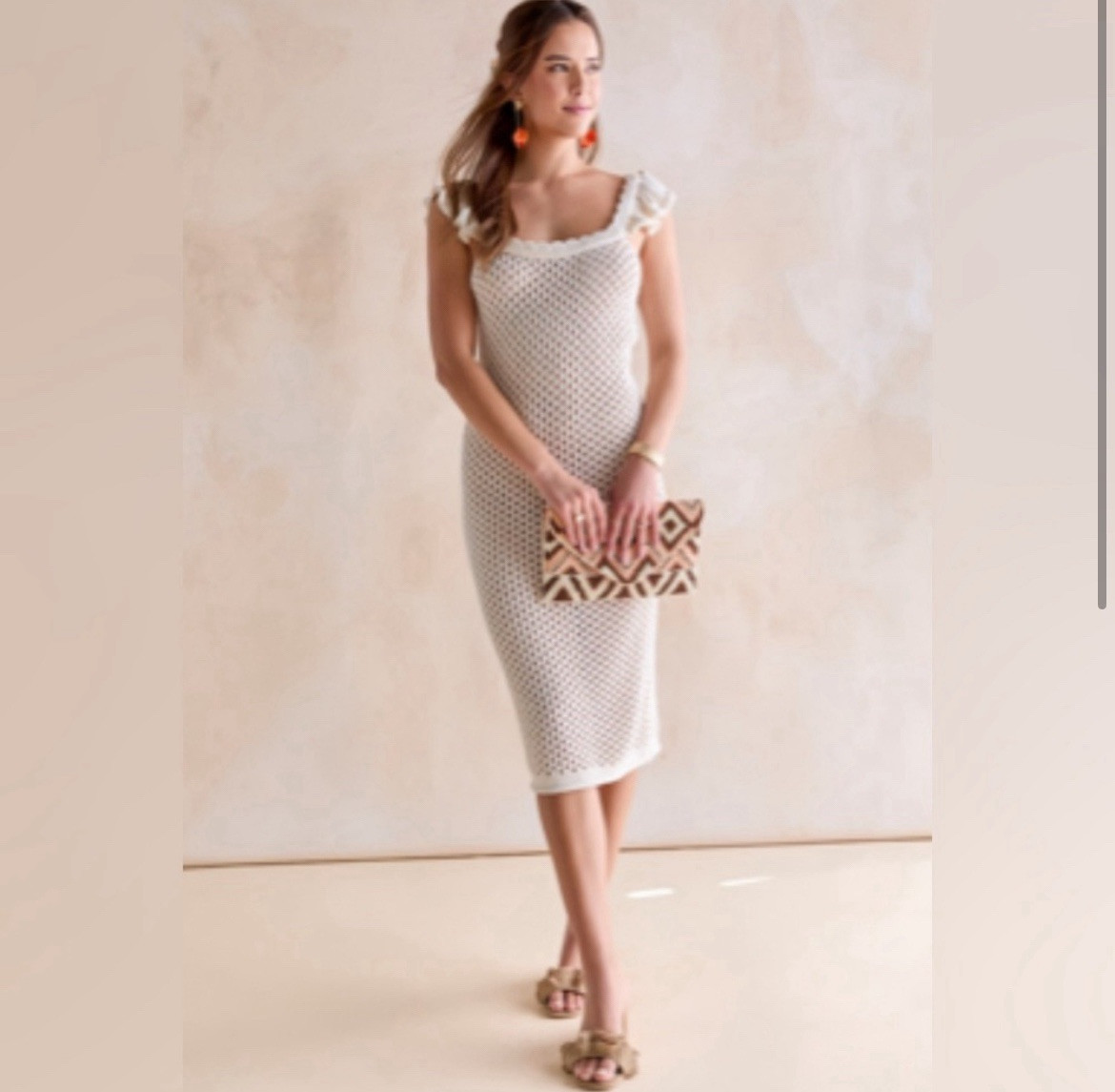 Francesca’s NWT Bess Ruffle Strap Crochet Midi Dress – Size Large