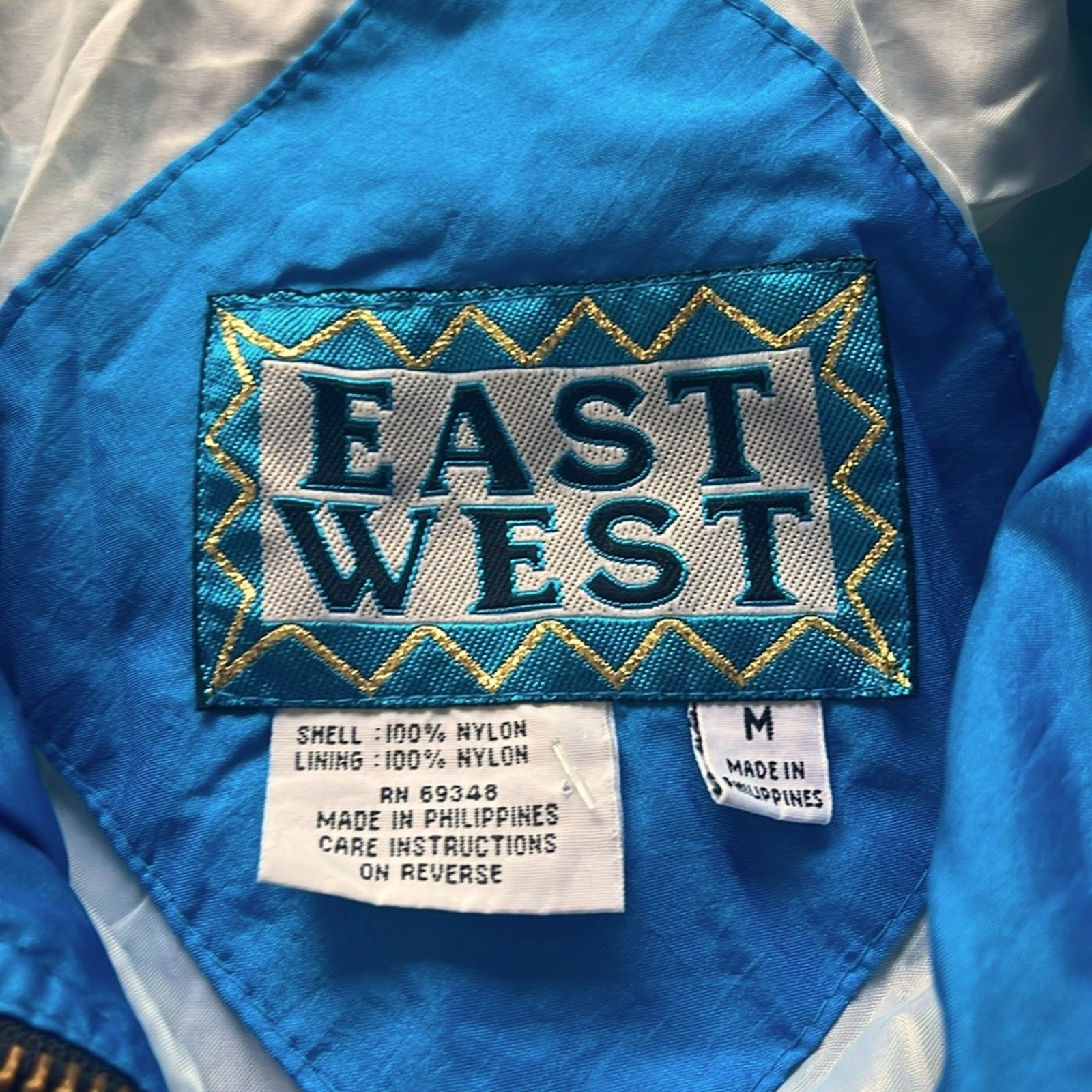 Vintage 90s Windbreaker Jacket Wacky Abstract Electric Blue Gold Black Splatter