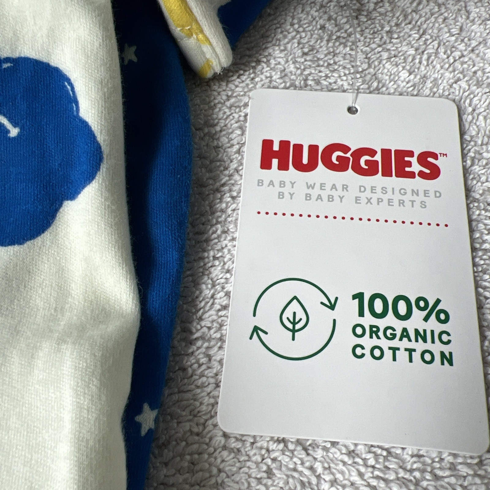 Huggies Super Soft Coverall 100% Organic Cotton 2way Zip 2pc Clouds Sun Stars 3m