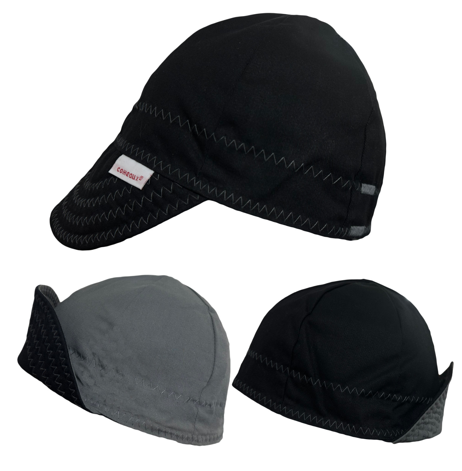 New 1 Comeaux Caps Welding Welders Hat Reversible Black with colored stitching