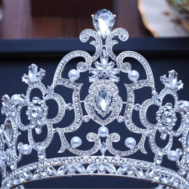 14cm Tall Large White Crystal Crown Tiara Wedding Prom Queen Princess For Women