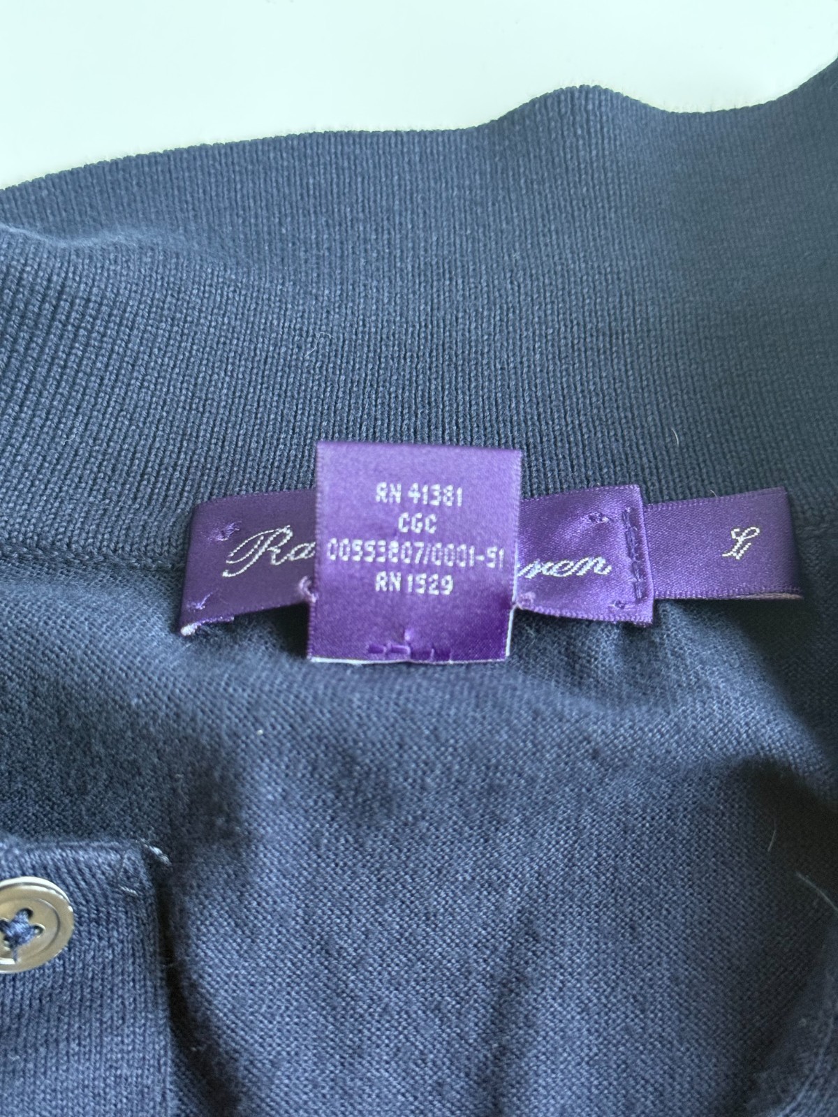 Ralph Lauren Purple Label Men Polo L Navy Blue Luxury Short Sleeve England