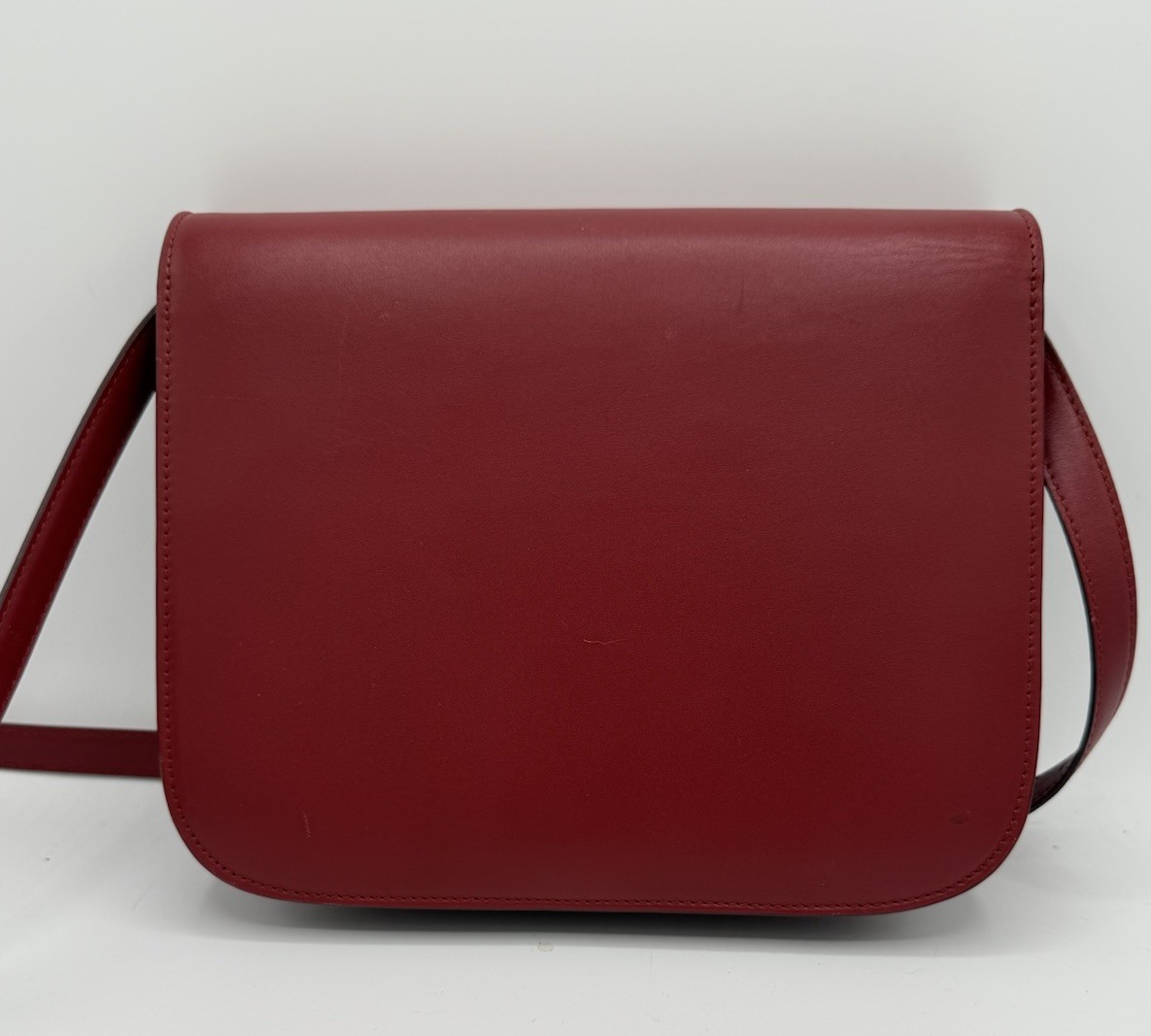 CELINE Classic Box Medium Shoulder Bag Leather Red