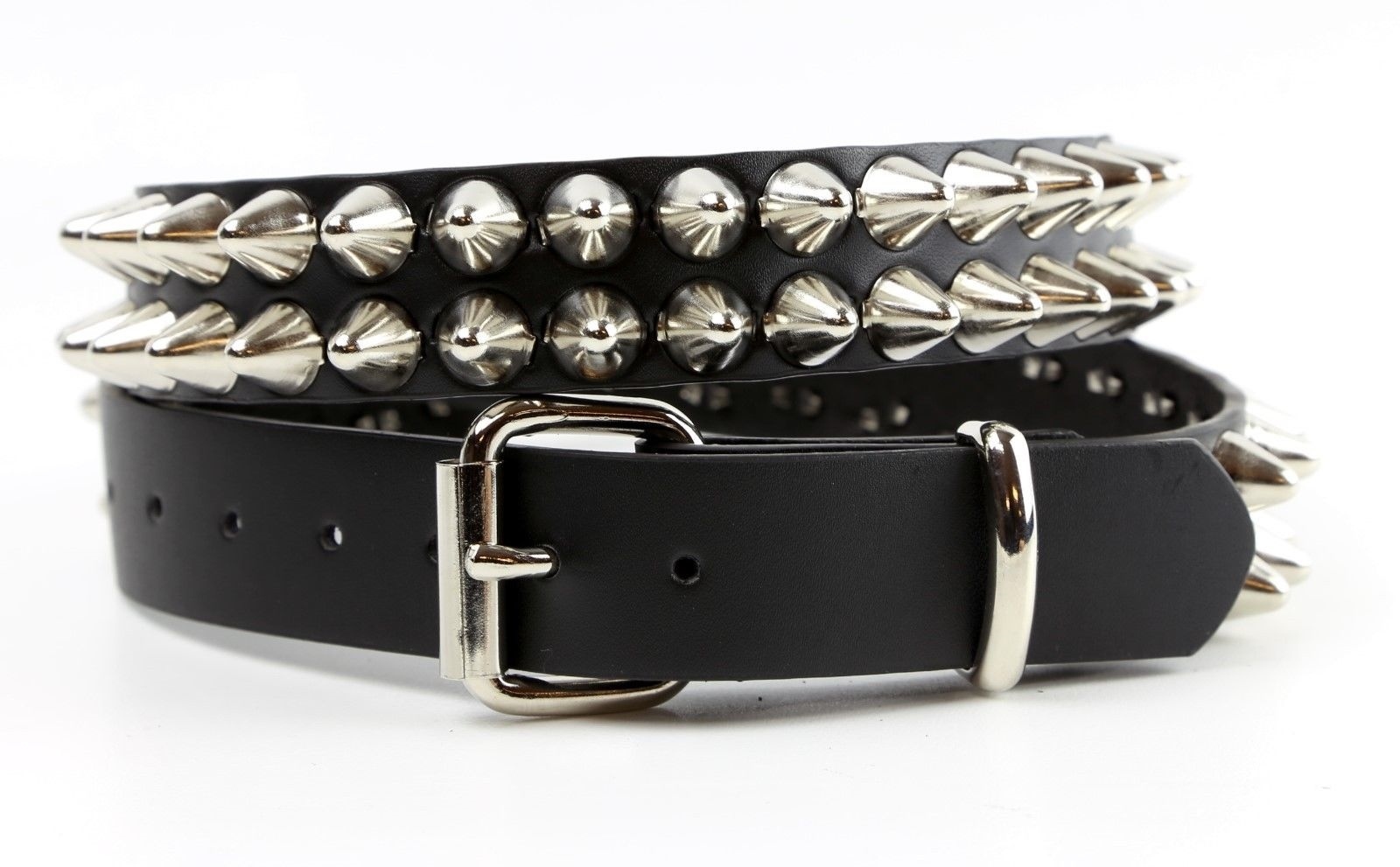 2 Row Large Cone UK77 Stud Leather Belt Punk Gothic Thrash Metal Deathrock USA